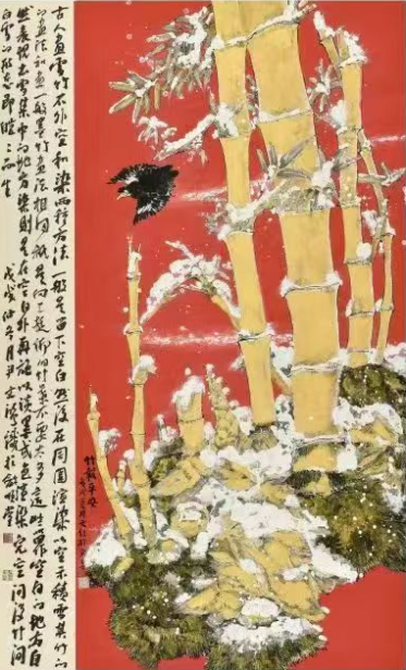 朱墨流韵：从传统到创新的国画之旅 —— 尹文红朱竹作品赏析(图4)