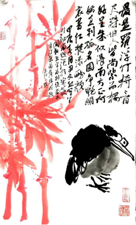 朱墨流韵：从传统到创新的国画之旅 —— 尹文红朱竹作品赏析(图10)